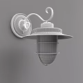 Vintage Metal Wall Lamp Featuring Glass Shade And Decorative Metal Cage