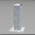 Modern Tall Building Exterior Design With Glass Curtain Wall And Grid Structure