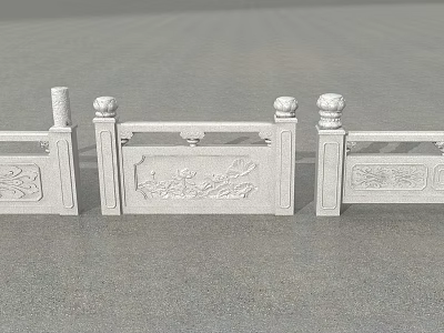 Chinese Style Decorative Ornament Set With Stone Carved Railings And Intricate Patterns 3d model