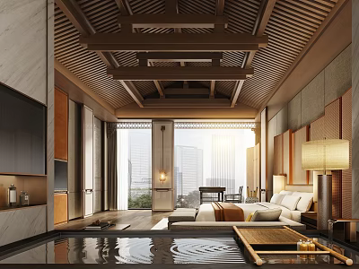 Modern Luxury Hotel Room King Suite 3d model