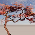 Graceful Arbor With Curved Branches And Red Purple Leaves On Light Background
