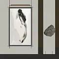 Modern Abstract Painting With Black White Brush Strokes For Minimalist Home Wall Decor