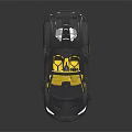 Black Convertible Sports Car With Yellow Seats And Sleek Aerodynamic Design