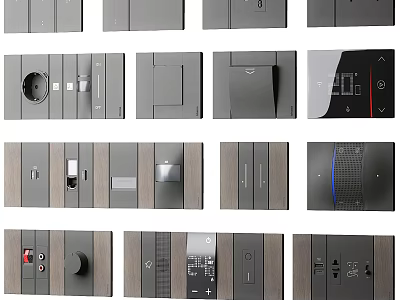 Modern Switch Panels With Sleek Design Various Styles Wood Grain Accents And Functional Features 3d model