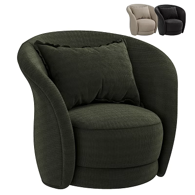 Dark Green Single Sofa With Comfortable Cushion And Modern Curved Design 3d model