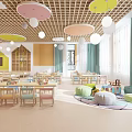 Modern classroom three-story activity room 3d model