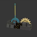 Modern Switch Panel With Gray Base Blue Mechanical Arm Yellow Gear And Honeycomb Design