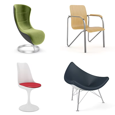 Modern Office Chairs With Diverse Colors Unique Designs And Metal Frames 3d model