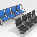Blue And Black Multi Seat Public Chairs With Metal Frame Design
