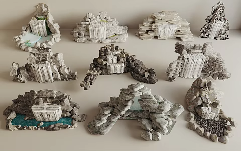 New Chinese-style rockery waterscape rockery flowing water rockery stone waterfall waterscape 3d model