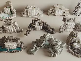 New Chinese-style rockery waterscape rockery flowing water rockery stone waterfall waterscape 3d model