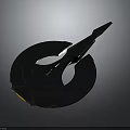 Sleek Dark Sci Fi Spaceship With Circular Base And Sharp Front Design 3d model