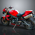 Shiny Red Motorcycle With Sleek Design Black Seat Chrome Exhaust And Stylish Handlebars