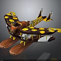 Brown And Yellow Cosmic Shuttle Design With Aerodynamic Structure For Space Exploration 3d model