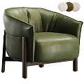 Elegant Green Leather Armchair with Wooden Legs Modern Comfortable Design