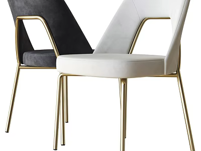 Elegant Modern Leisure Chairs In Gray And White With Gold Metal Legs 3d model