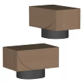 Modern Wooden Bedside Table With Light Brown Curved Panel And Black Base 3d model
