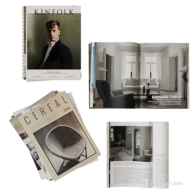 Books And Magazines Featuring Interior Design Covers And Lifestyle Content Pages 3d model 