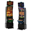 Two Modern Slot Machines With Colorful Displays And Animal Theme Screens