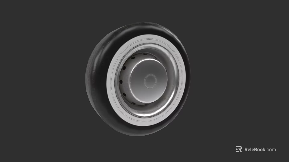 Car Tire Featuring Black Rubber And Silver Metallic Hub Design Details 3d model 
