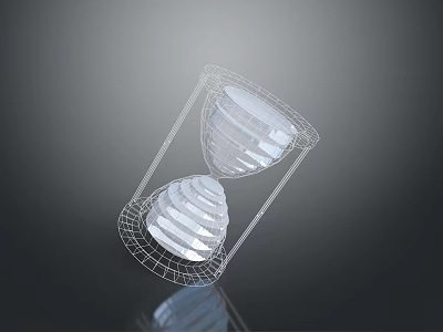 Modern 3D Hourglass Household Item With Wireframe Structure And Transparent Sand 3d model