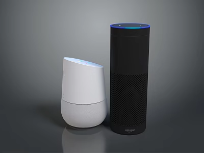 Modern Smart Speakers With White And Black Design And Top Indicator Lights 3d model