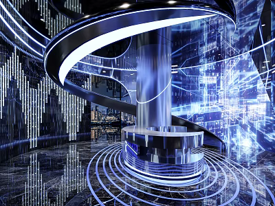 Futuristic KTV Interior With High Tech Spiral Structure And Lighting 3d model