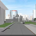 Modern Architectural Floral Art Display With Irregular Openings Greenery And Urban Skyline