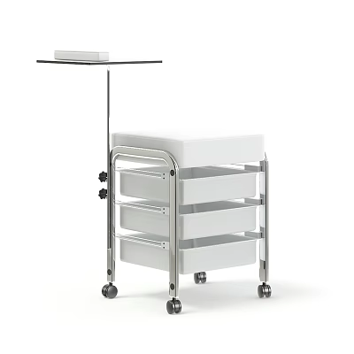 Medical Utility Cart With White Drawers And Metal Frame On Wheels 3d model