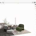 Modern sofa coffee table combination 3d model