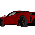 Red Ferrari Sports Car With White Stripes And Black Alloy Wheels