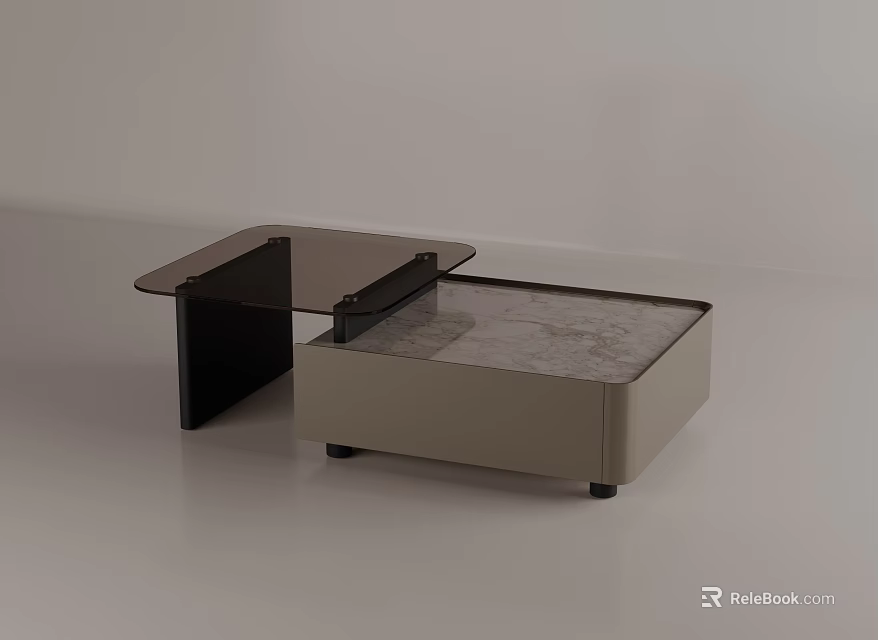 Modern Coffee Table With Glass Top And Double Layer Structure For Living Room 3d model