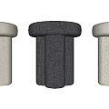 Modern Fluffy Beige Stool With Cylindrical Legs And Soft Texture 3d model