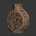Ancient Clay Pottery Jar With Intricate Carved Designs And Decorative Motifs