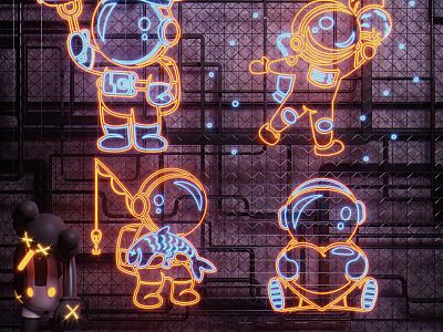 modern decorative lights astronaut neon model