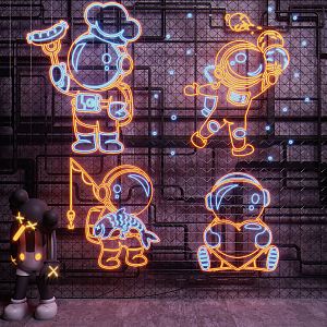 modern decorative lights astronaut neon 3d model