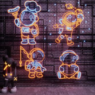 modern decorative lights astronaut neon 3d model