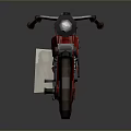 Red Vintage Motorcycle With Leather Seat And Side Storage Bag Classic Design