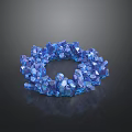 Shiny Blue Crystal Clusters Display Stack In Circular Arrangement On Dark Background 3d model