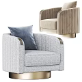 Elegant Modern Single Sofa Collection With Brass Base Pleated Design And Plush Pillows 3d model