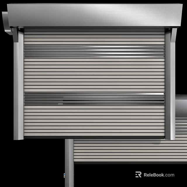 Aluminum Striped Roller Shutter Design For Building Exterior Security And Durability 3d model 