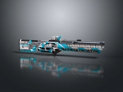 Futuristic Blue And White High Tech Weapon Featuring Intricate Design And Reflective Surface 3d model