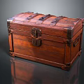 Vintage Wooden Storage Trunk With Metal Hardware For Home Organization