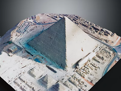 Cartoon Scene Featuring Pyramid and Surrounding City Layout 3d model