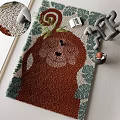 Square Rug With Cute Monkey Pattern And Green Leaf Accents For Kids Room Decor