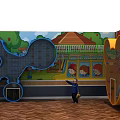 Colorful Indoor Playground Equipment with Climbing Structure Tunnel and Cartoon Murals for Kids