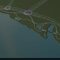 Aerial View Planning With Waterfront Roads Green Spaces And Recreational Facilities
