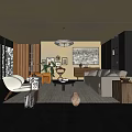 Middle Ancient Living Room Sofa Combination Coffee Table Carpet Leisure Sofa 3d model