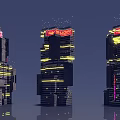Future Architecture Design With Tall Skyscrapers Neon Lights And Digital Billboards