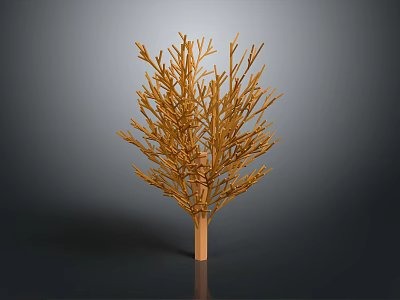 Minimalist Decorative Wooden Tree With Delicate Branches On Dark Background 3d model